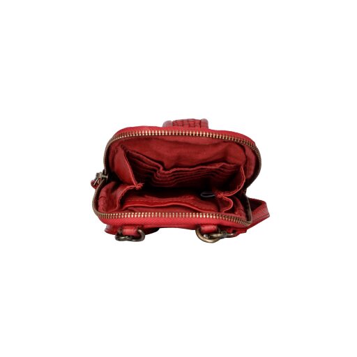 Bellicci Kožená crossbody kabelka na telefon červená EMBERLY RED - přihrádky na karty