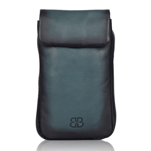 Bellicci Kožená kabelka na mobil KIA modrá BEKI-42/150 BLAU - přední strana taštičky