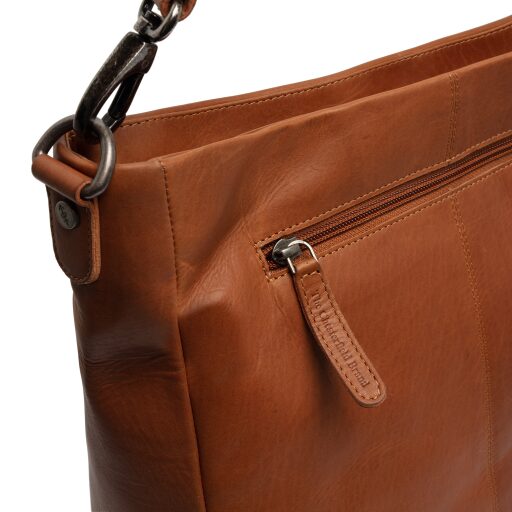 Kožená kabelka přes rameno The Chesterfield Brand Regina C48.129431 koňaková - detail zipové přihrádky na zadní straně tašky