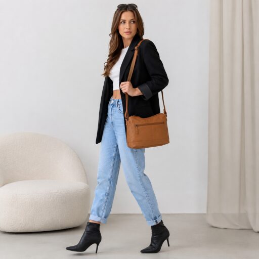 DANIEL RAY kabelka přes rameno / crossbody Muswellbrook DRL 16.1598.31 koňaková na modelce