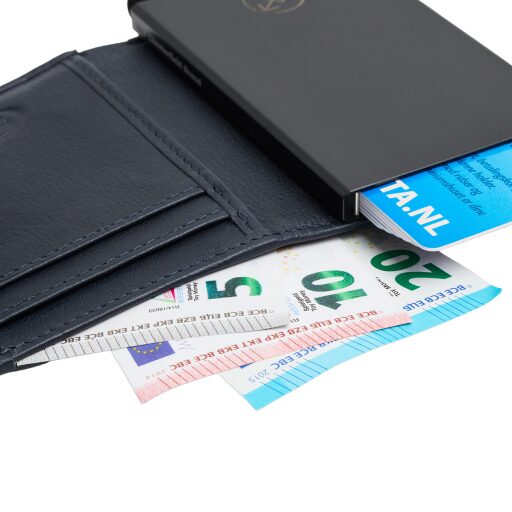 Kožená peněženka - pouzdro na karty RFID Althea tmavě modrá na bankovy
