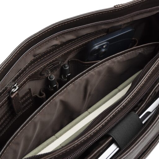 The Chesterfield Brand Kožená shopper kabelka na notebook 14" Alverino C38.022901 hnědá vnitřní přihradky