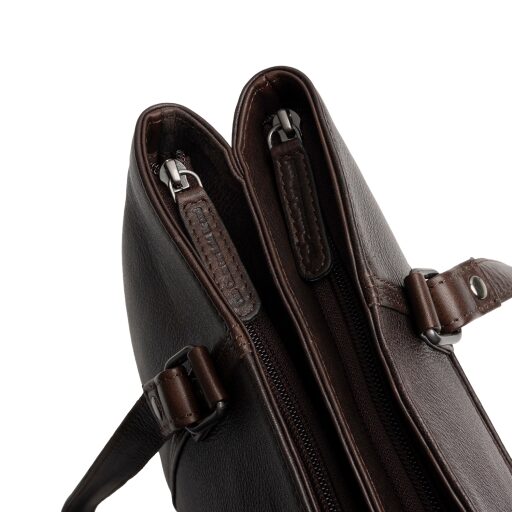 The Chesterfield Brand Kožená shopper kabelka na notebook 14" Alverino C38.022901 hnědá detail zip