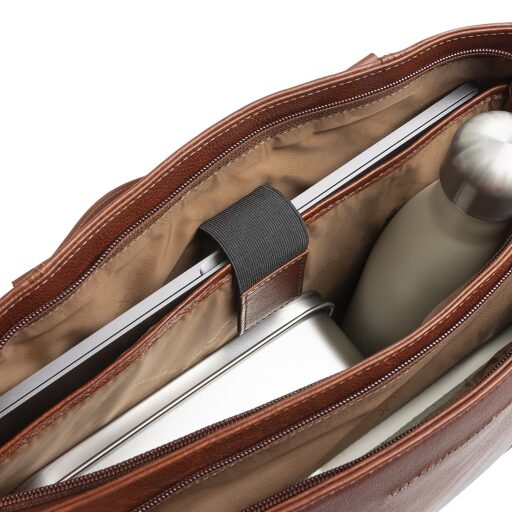 The Chesterfield Brand Kožená shopper kabelka na notebook 14" Alverino C38.022931 koňaková otevřená