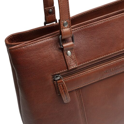 The Chesterfield Brand Kožená shopper kabelka na notebook 14" Alverino C38.022931 koňaková zadní přihrádka
