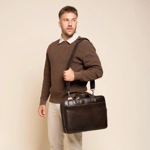 The Chesterfield Brand Kožená taška na notebook 15" Venturo C40.110801 hnědá přes rameno