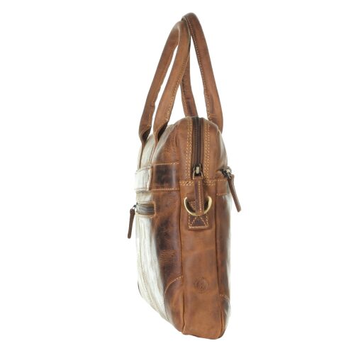 Greenburry kožená vintage taška na notebook 15,6" Amber 1646-25 hnědá boční náhled