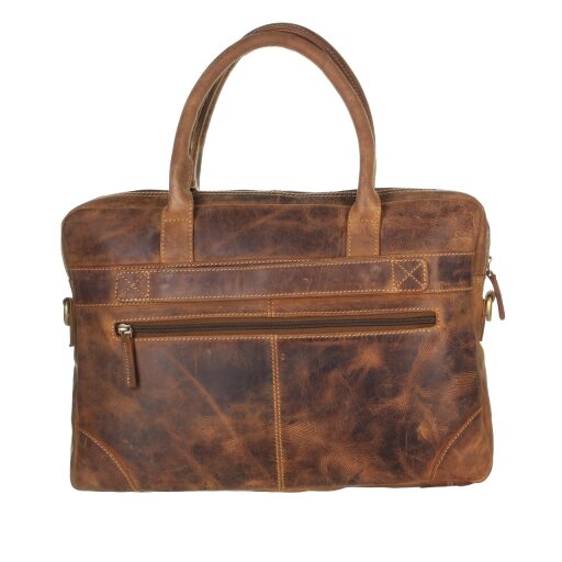 Greenburry kožená vintage taška na notebook 15,6" Amber 1646-25 hnědá zadní strana