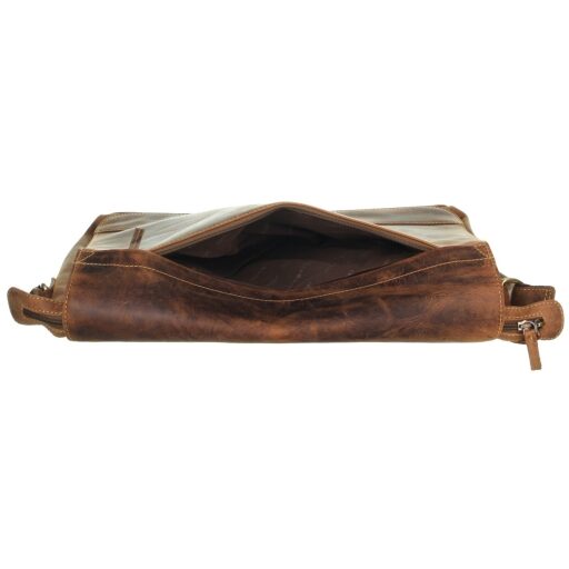 Greenburry kožená vintage taška na notebook 14" 1766B-25 hnědá zadní malá kapsa