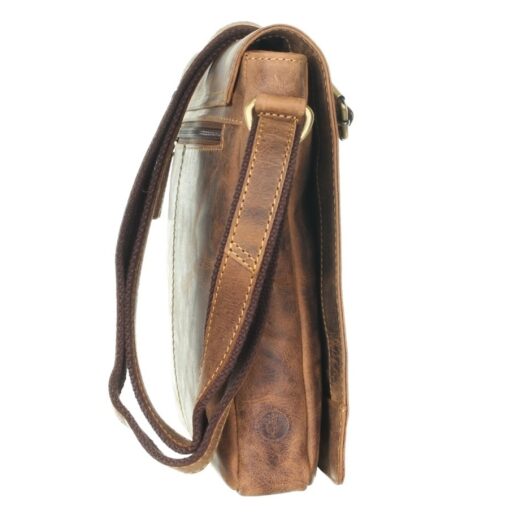 Greenburry kožená vintage taška přes rameno Graham 1636-25 hnědá boční náhled