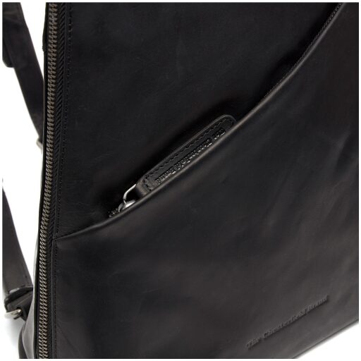 Dámský kožený batoh Chesterfield Brand Amanda černý C58.014700 - zipová přihrádka na přední straně