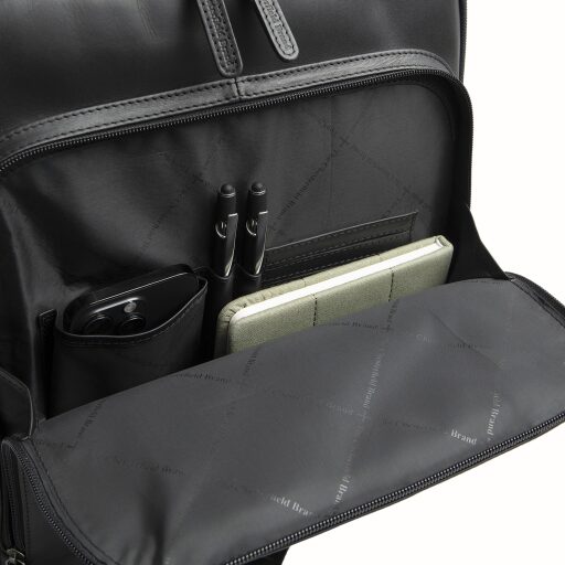 The Chesterfield Brand Kožený batoh na notebook Quincy C58.035200 černý přední přihrádka