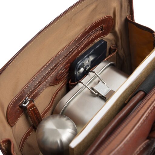 The Chesterfield Brand Kožený batoh na notebook Rosverra C58.034931 koňakový otevřený