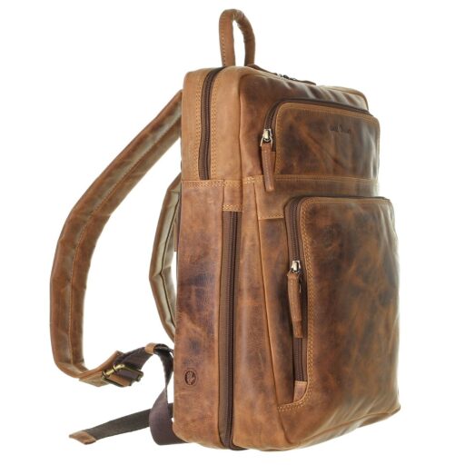 Greenburry kožený batoh na notebook Wildgrain hnědý boční strana
