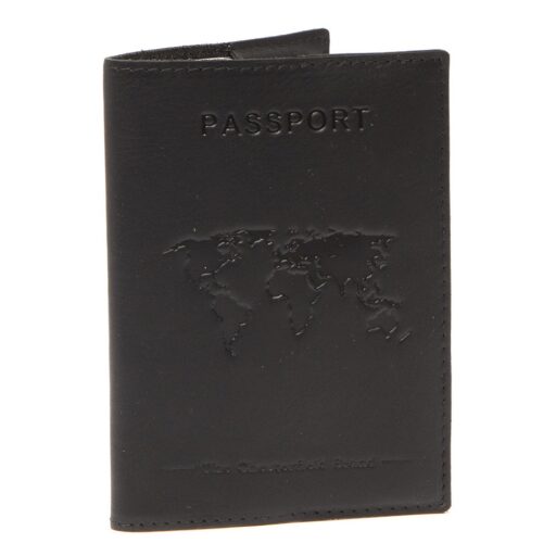 Kožený obal na cestovní pas koňakový The Chesterfield Brand C08.048800 černý přední strana