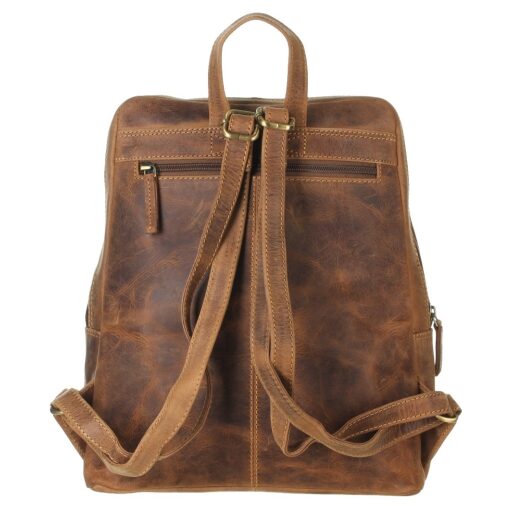 Greenburry kožený Vintage městský batoh 1536-25 hnědý zadní strana