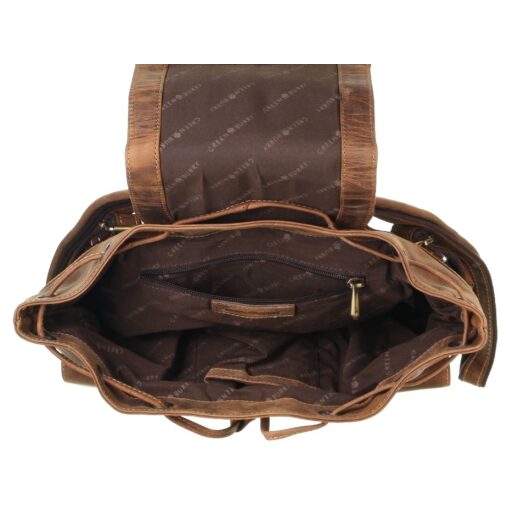 Greenburry kožený Vintage městský batoh 1711M-25 hnědý vnitřní kapsy