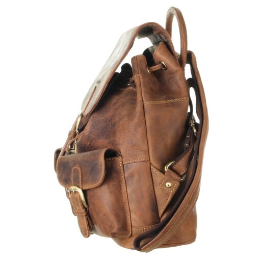 Greenburry kožený Vintage městský batoh 1711M-25 hnědý boční náhled