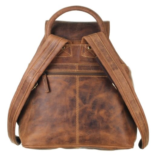 Greenburry kožený Vintage městský batoh 1711M-25 hnědý zadní strana