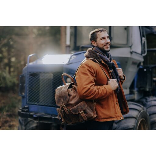 Greenburry kožený Vintage městský batoh 1711M-25 hnědý na záchech