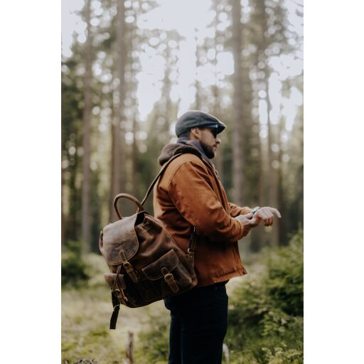 Greenburry kožený Vintage městský batoh 1711M-25 hnědý