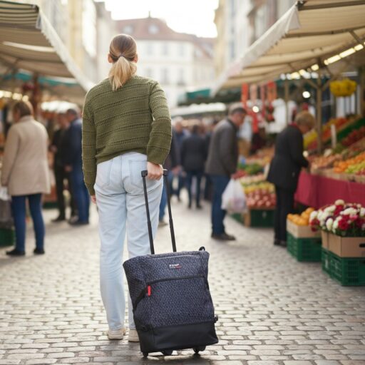 PUNTA wheel Nákupní taška na kolečkách 10008-1701 černo-šedá v ruce