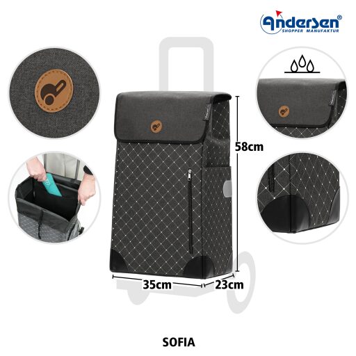 Andersen Nákupní taška na kolečkách SCALA SHOPPER® Sofia 115-202-80 antracitová