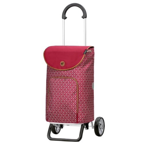 Andersen Nákupní taška na kolečkách SCALA SHOPPER® PLUS Famke 133-174-70 červená se vzorem