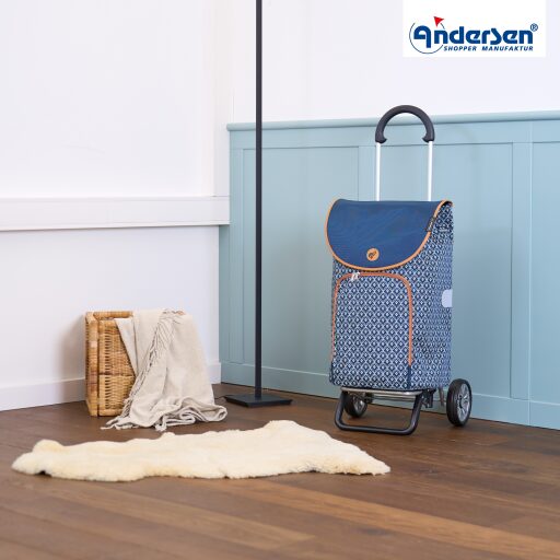 Andersen Nákupní taška na kolečkách SCALA SHOPPER® PLUS Famke 133-174-90 modrá se vzorem image