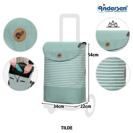 Andersen Nákupní taška na kolečkách SCALA SHOPPER® TILDE TILDE 112-226-50 světle zelená detail