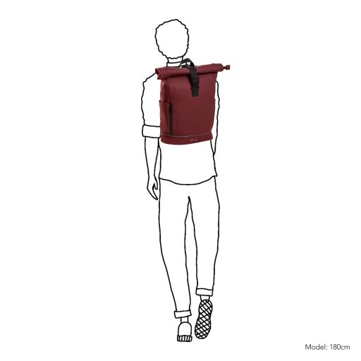 DANIEL RAY Rolovací batoh na notebook 15″ Highlands DRS25.1086M.57 burgundy na postavě