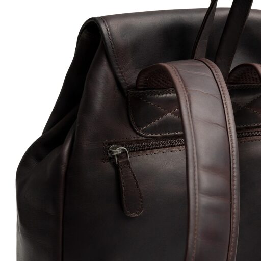 The Chesterfield Brand Stylový dámský kožený batoh Camden hnědý zadní přihrádka