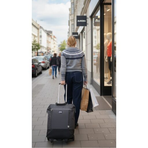 Velká nákupní taška na kolečkách PUNTA wheel 10303-1700 tmavě šedá v ruce
