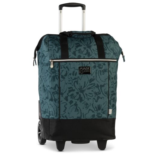 PUNTA wheel Velká nákupní taška na kolečkách 10303-2408 petrolejová s květy