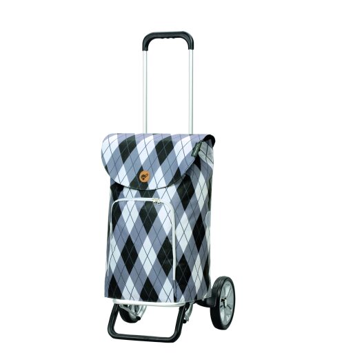Andersen Nákupní taška na kolečkách ALU STAR SHOPPER® ARIK 115-169-20 černo - šedo - bílé káro