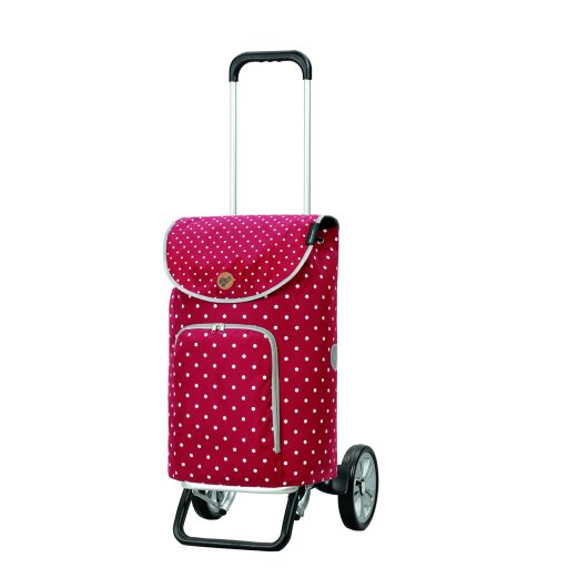 Andersen Nákupní taška na kolečkách ALU STAR SHOPPER® OLE 115-155-70 červená s bílými tečkami