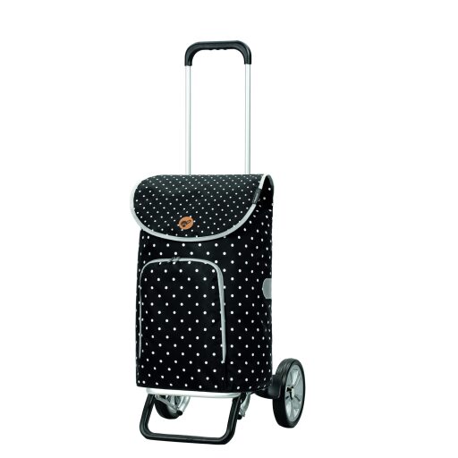 Andersen Nákupní taška na kolečkách ALU STAR SHOPPER® OLE 115-155-80 černá s bílými tečkami