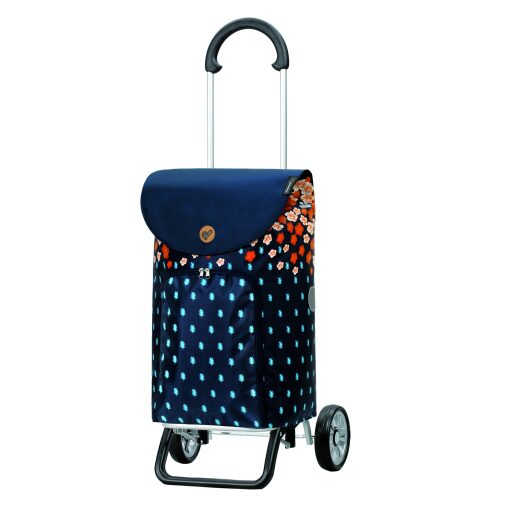Andersen Nákupní taška na kolečkách s termopřihrádkou SCALA SHOPPER® PLUS LILY 133-150-30 modrá s oranžovými kytkami