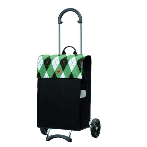 Andersen Nákupní taška na kolečkách SCALA SHOPPER® ANEA 112-175-50 černá - zelené káro