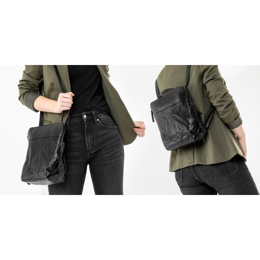 Dámská kožená kabelka-batoh Mrs. Crumble Cookie 40367-0 černá
