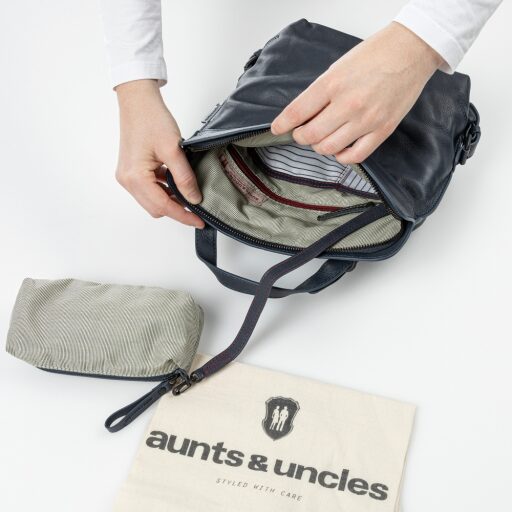 aunts&uncles Grandma´s Luxury Club Mrs. Crumble Cookie kožený kabelkový batoh 2v1 40367-97 tmavě modrý