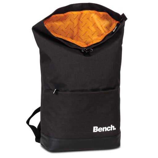 Rolovací batoh Bench Classic roll-top 64180-0100 černý s oranžovou podšívkou - otevřený