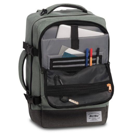 BestWay Cestovní batoh 40x25x20 cm Cabin Pro Small 40290-5800 šedozelený organizér