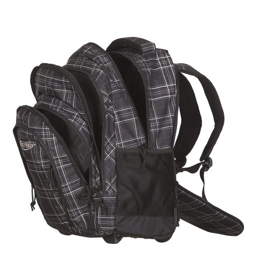 BestWay Školní batoh na kolečkách 40133-0129 černo-bílé káro