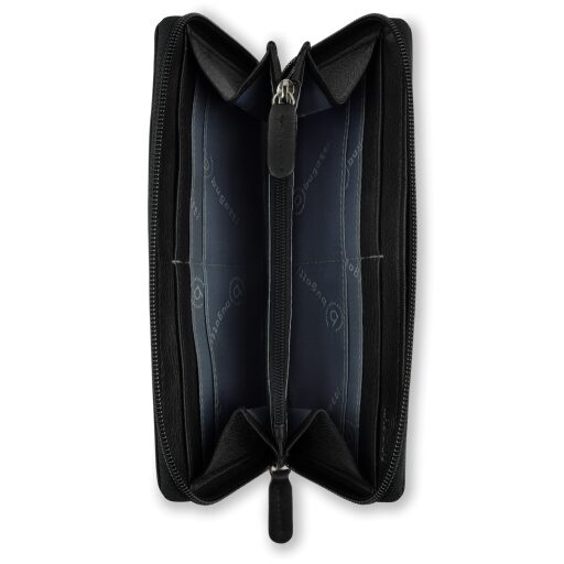 Dámská kožená peněženka RFID Bugatti Banda Zip Ladies Long Wallet 49133601černá - otevřená