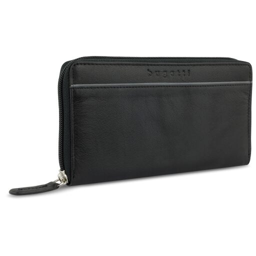 Elegantní dámská kožená peněženka RFID Bugatti Banda Zip Ladies Long Wallet 49133601 černá