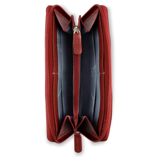 Dámská kožená peněženka RFID Bugatti Banda Zip Ladies Long Wallet 49133616 červená - otevřená