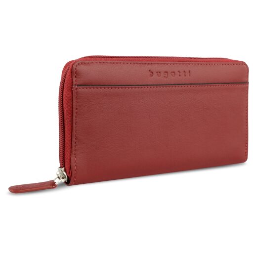 Elegantní dámská kožená peněženka RFID Bugatti Banda Zip Ladies Long Wallet 49133616 červená