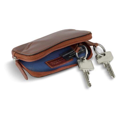 Kožená klíčenka RFID Nobile Key Case 49125107 koňaková otevřená s klíčemi 