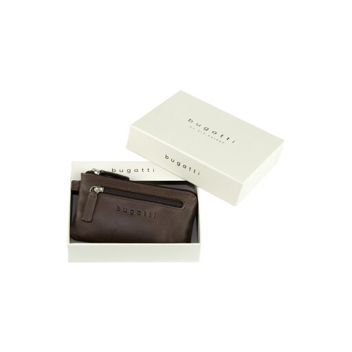 Bugatti Kožená klíčenka VOLO 49218102 hnědá v dárkové krabičce